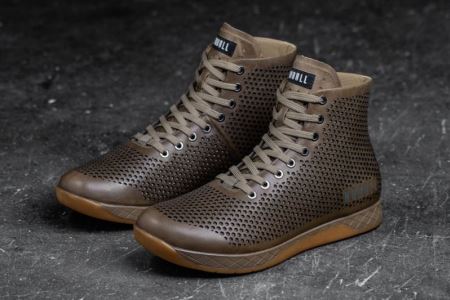 NOBULL High-top Sand Leather Trainer - Sneakersy Damskie Brązowe | PL-XSpxSpp